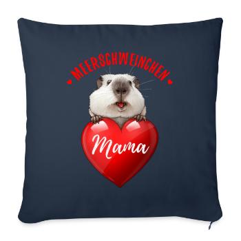 Cochon d’Inde Maman - Mère - Amour - Coussin et housse de 45 x 45 cm - bleu marine - Devant