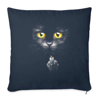 Cheeky Bombay Cat Middle Finger House Cat - Coussin et housse de 45 x 45 cm - bleu marine - Devant