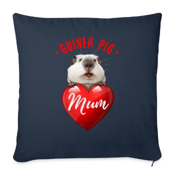 Cochon d’Inde Maman - Mère - Love Heart - Coussin et housse de 45 x 45 cm - bleu marine - Devant