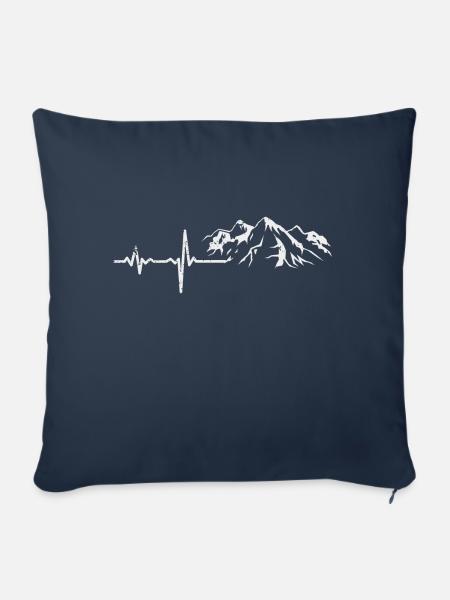 Geschenk Heartbeat Berge - Sofakissen mit Füllung 45 x 45 cm - Navy