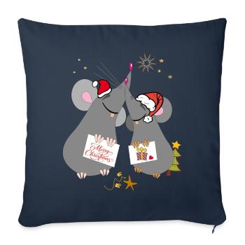 Weihnachten Merry Christmas Mäuse - Sofakissen mit Füllung 45 x 45 cm - Navy - Vorne
