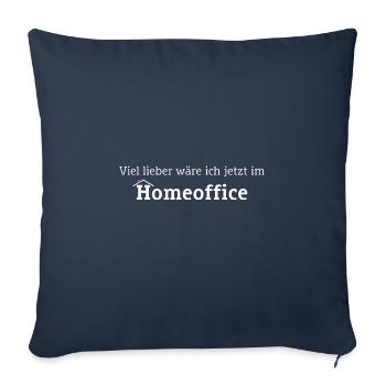 Viel lieber wäre ich jetzt im Homeoffice (Weiß) - Sofakissen mit Füllung 45 x 45 cm - Navy - Vorne