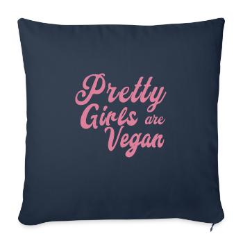 Les jolies filles sont végétaliennes - Coussin et housse de 45 x 45 cm - bleu marine - Devant