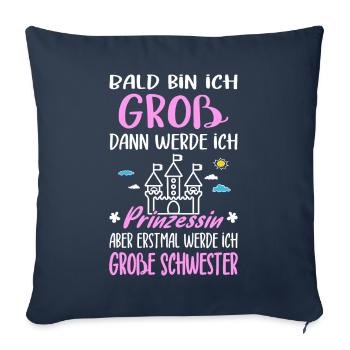 Nachwuchs Ich Werde Große Schwester Prinzessin - Sofakissen mit Füllung 45 x 45 cm - Navy - Vorne