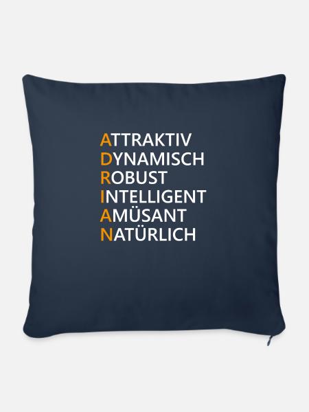 Name Adrian Geschenk - Sofakissen mit Füllung 45 x 45 cm - Navy