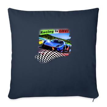 LA COURSE, C’EST LA VIE! - Coussin et housse de 45 x 45 cm - bleu marine - Devant