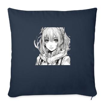 Manga Girl - Sofakissen mit Füllung 45 x 45 cm - Navy - Vorne