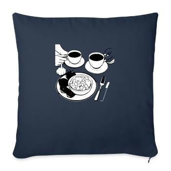 Petit déjeuner - Coussin et housse de 45 x 45 cm - bleu marine - Devant