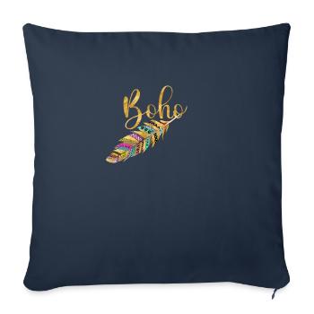 Plume de Boho - Coussin et housse de 45 x 45 cm - bleu marine - Devant
