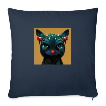 cat - Sofa pillow with filling 45cm x 45cm - navy - Front