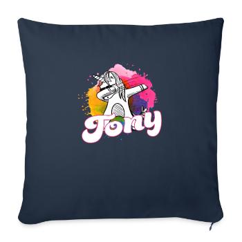 TONY - Beau nom de fille avec licorne cool - Coussin et housse de 45 x 45 cm - bleu marine - Devant