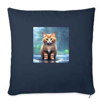 Kitten in the rain - Sofa pillow with filling 45cm x 45cm - navy - Front