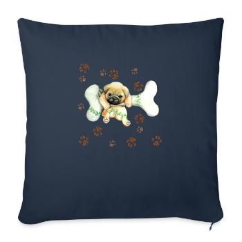 Little dog - Coussin et housse de 45 x 45 cm - bleu marine - Devant
