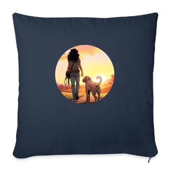 Woman with dog in the park - Sofa pillow with filling 45cm x 45cm - navy - Front