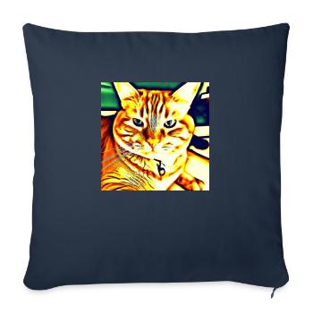 Cute and playful T-shirt with cat patterns - Sofa pillow with filling 45cm x 45cm - navy - Front