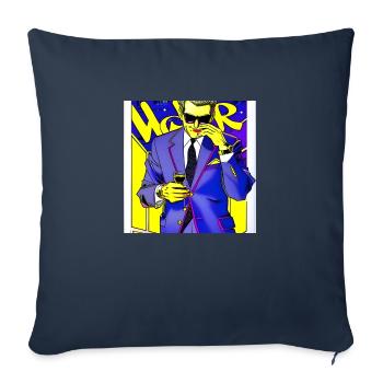 Man in tuxedo with watch and wine glass - Sofa pillow with filling 45cm x 45cm - navy - Front