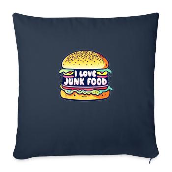 I Love Junk Food - Coussin et housse de 45 x 45 cm - bleu marine - Devant