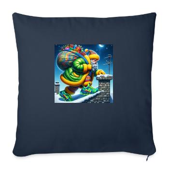 Défi sportif de la cheminée du Père Noël ! - Coussin et housse de 45 x 45 cm - bleu marine - Devant