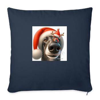 Lévrier coccinelle Noël. - Coussin et housse de 45 x 45 cm - bleu marine - Devant