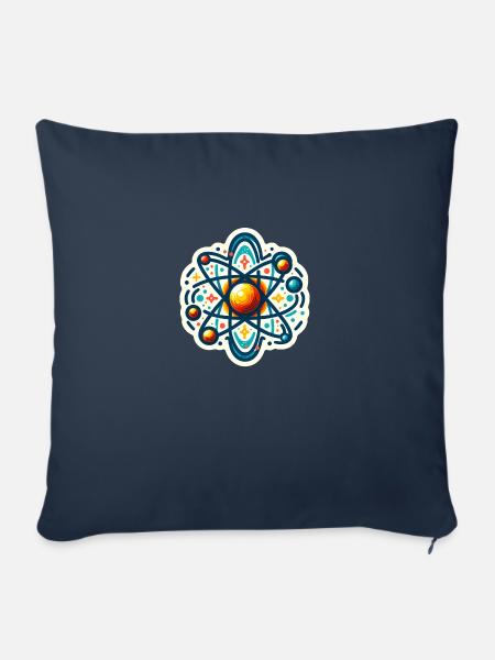 Quanten-Physik Sticker, künstlerisches Atom-Modell - Sofakissen mit Füllung 45 x 45 cm - Navy