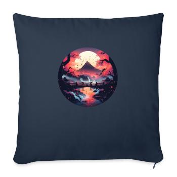 Asian landscape with sunset - Sofa pillow with filling 45cm x 45cm - navy - Front