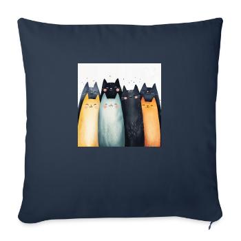 Chats souriants - Coussin et housse de 45 x 45 cm - bleu marine - Devant