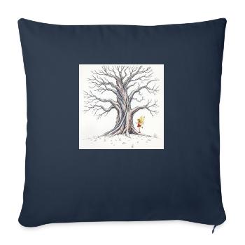 A hand drawn sketch of an ancient tree and a fairy - Sofa pillow with filling 45cm x 45cm - navy - Front