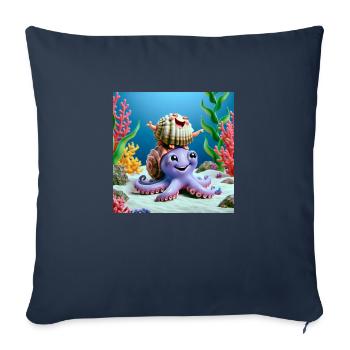 Calmar avec une palourde sur la tête - Coussin et housse de 45 x 45 cm - bleu marine - Devant