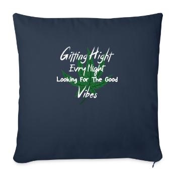 Vibes Weed Style – Chill et Détente - Coussin et housse de 45 x 45 cm - bleu marine - Devant