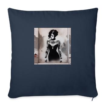 Graff woman ink - Coussin et housse de 45 x 45 cm - bleu marine - Devant