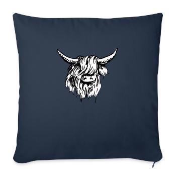 Highlander écossais 03 noir et blanc - Coussin et housse de 45 x 45 cm - bleu marine - Devant