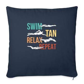 Swim tan relax repeat - Sofa pillow with filling 45cm x 45cm - navy - Front