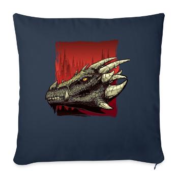 Dragon mythique créature fantaisie feu - Coussin et housse de 45 x 45 cm - bleu marine - Devant