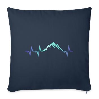 Battement de cœur de l'électrocardiogramme du glacier de montagne - Coussin et housse de 45 x 45 cm - bleu marine - Devant