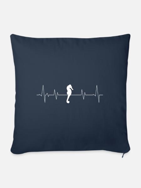 Seepferd herzlinie weiss - Sofakissen mit Füllung 45 x 45 cm - Navy