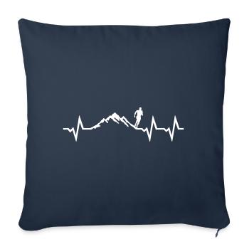 Rythme cardiaque de course en montagne, électrocardiogramme - Coussin et housse de 45 x 45 cm - bleu marine - Devant