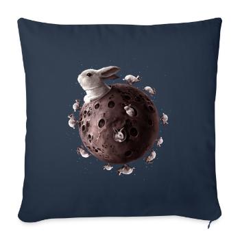 PLANÈTE LAPIN - Coussin et housse de 45 x 45 cm - bleu marine - Devant