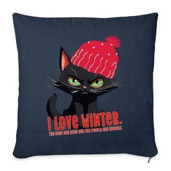 Katze Winter Comic Cat angry love winter fun Humor - Sofakissen mit Füllung 45 x 45 cm - Navy - Vorne