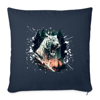 White angry roaring tiger in the jungle - Sofa pillow with filling 45cm x 45cm - navy - Front
