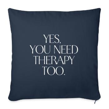 THÉRAPIE. Une chemise, un mot. - Coussin et housse de 45 x 45 cm - bleu marine - Devant
