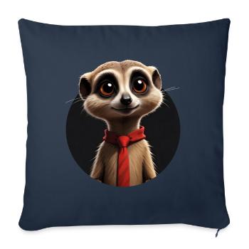 Cute meerkat with tie - Sofa pillow with filling 45cm x 45cm - navy - Front