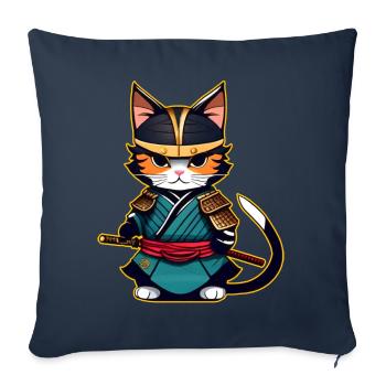 Cute samurai cat - Sofa pillow with filling 45cm x 45cm - navy - Front