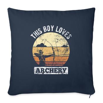 Arc de tir à l'arc rétro - Coussin et housse de 45 x 45 cm - bleu marine - Devant