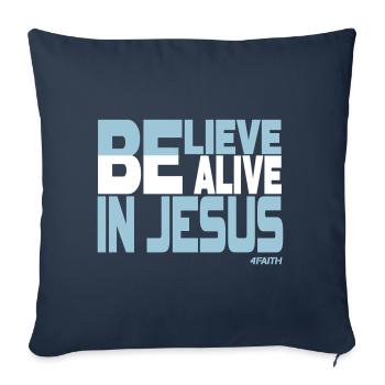 Alive through faith in Jesus - Sofa pillow with filling 45cm x 45cm - navy - Front