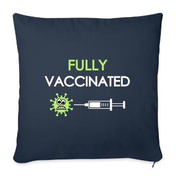 Entièrement vacciné, covid, fully vaccinated - Coussin et housse de 45 x 45 cm - bleu marine - Devant
