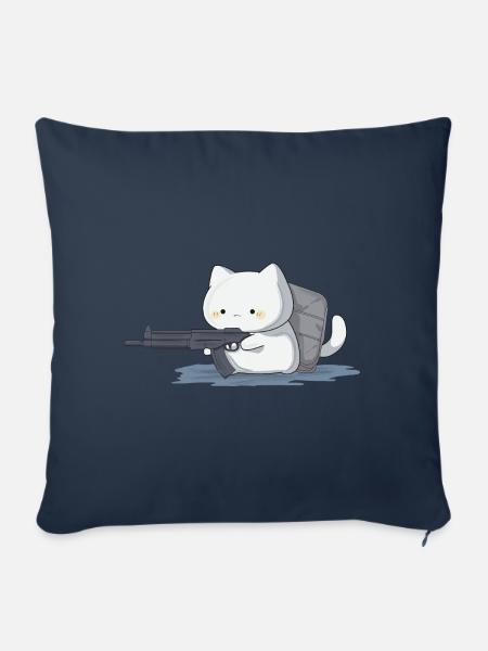 PewPew Kitty - Sofakissen mit Füllung 45 x 45 cm - Navy