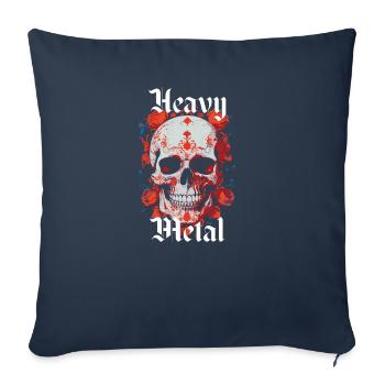Logo tête de mort en métal lourd - Coussin et housse de 45 x 45 cm - bleu marine - Devant