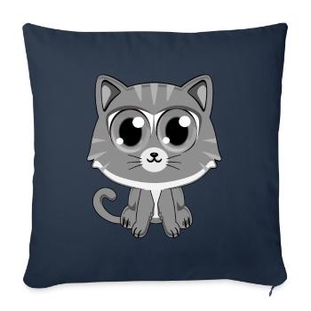 Chat gris - Coussin et housse de 45 x 45 cm - bleu marine - Devant