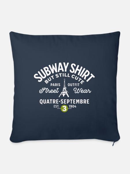 Pariser U-Bahn-Shirt 4. September - Sofakissen mit Füllung 45 x 45 cm - Navy