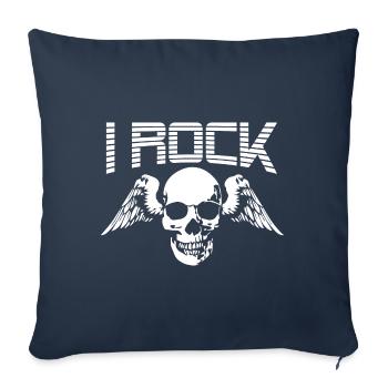 I Rock - Skull with wings - Sofa pillow with filling 45cm x 45cm - navy - Front